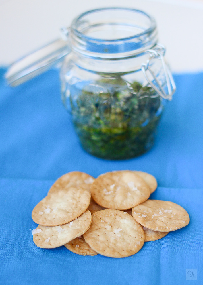 Galletas saladas express con pesto.