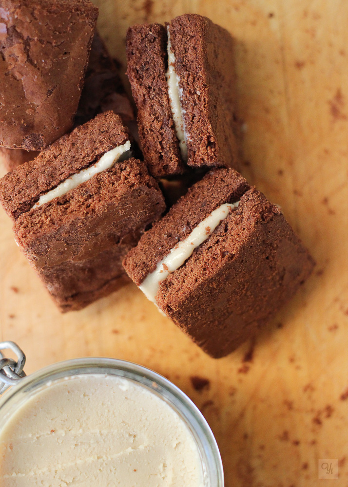 Cortaditos de  chocolate y mantequilla de cacahuete