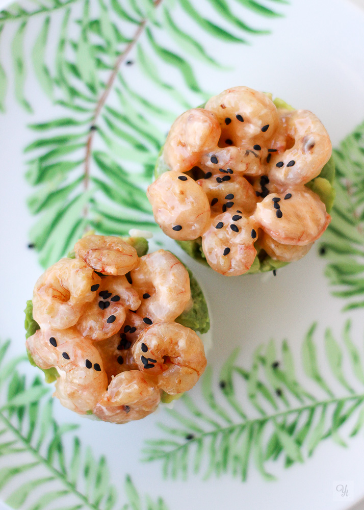 Arroz con aguacate y gambas