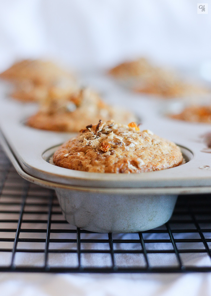 Muffins de muesli, manzana y naranja