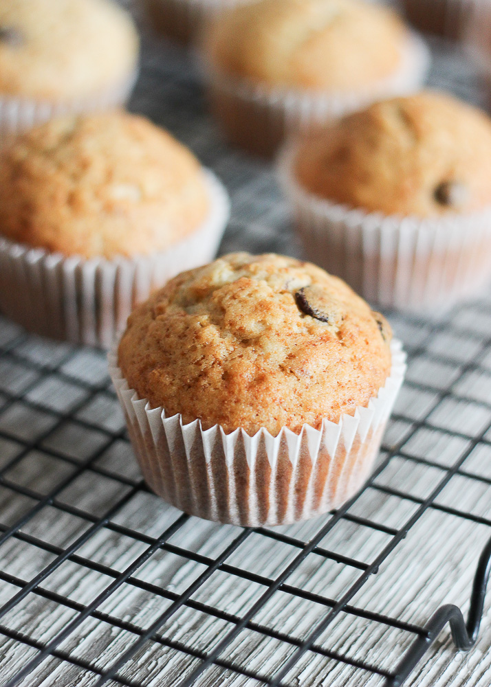 Muffins de plátano,nueces y chocolate