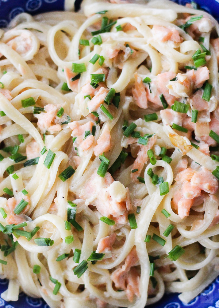 Pasta con salmón ahumado