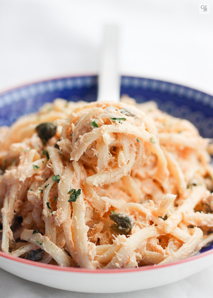 Pasta con crema de salmón