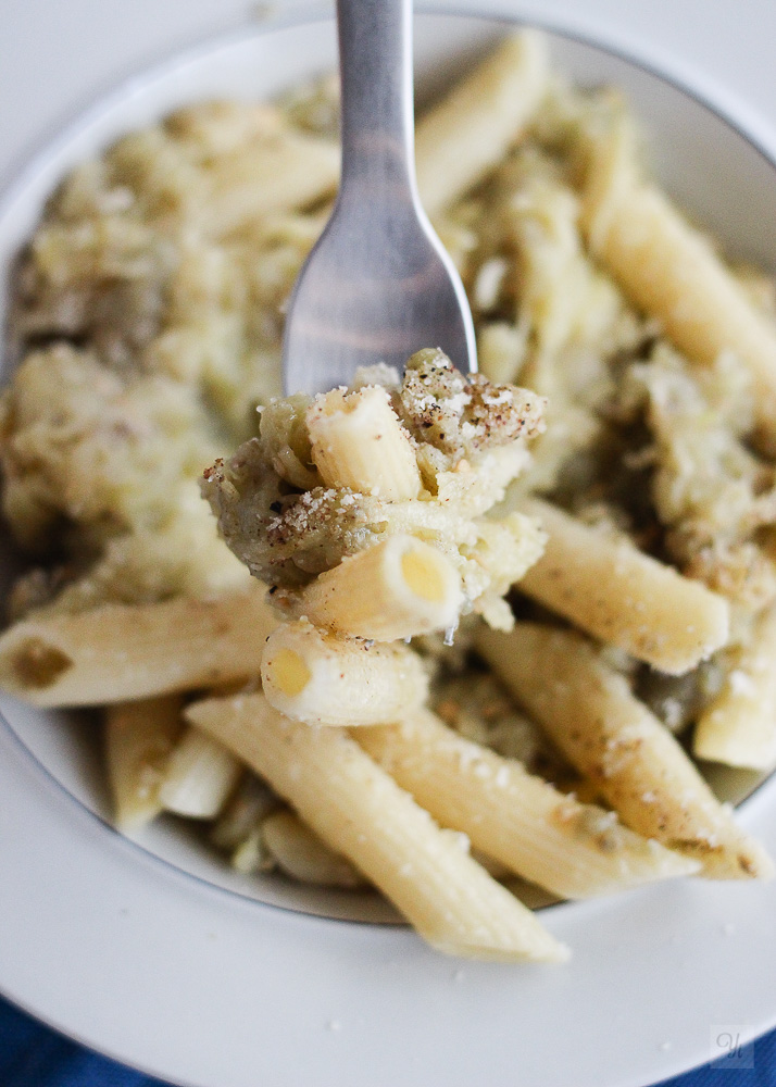 Pasta con berenjenas y limón